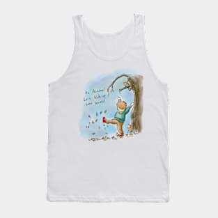 Boy Playing In Autumn Leaves Tank Top